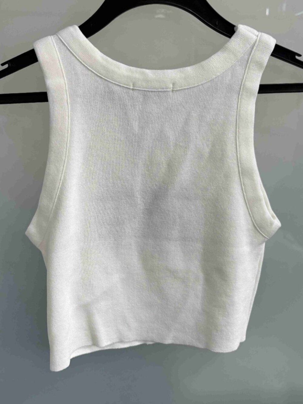 Miu Miu White Ribbed Crop Tank Embossed Logo - Picture 4 of 4